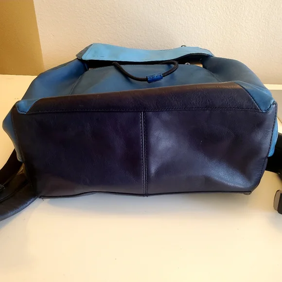 Coach Blue Leather Backpack